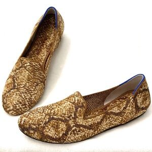 Rothy’s Slip On Ballet Comfort Loafers Bronze Metallic Python Flats Size 9